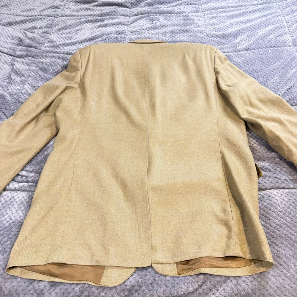 Brooks Brothers 346 Mens 46L Silk Wool Blend Blazer Sport Coat Tan 2 Button